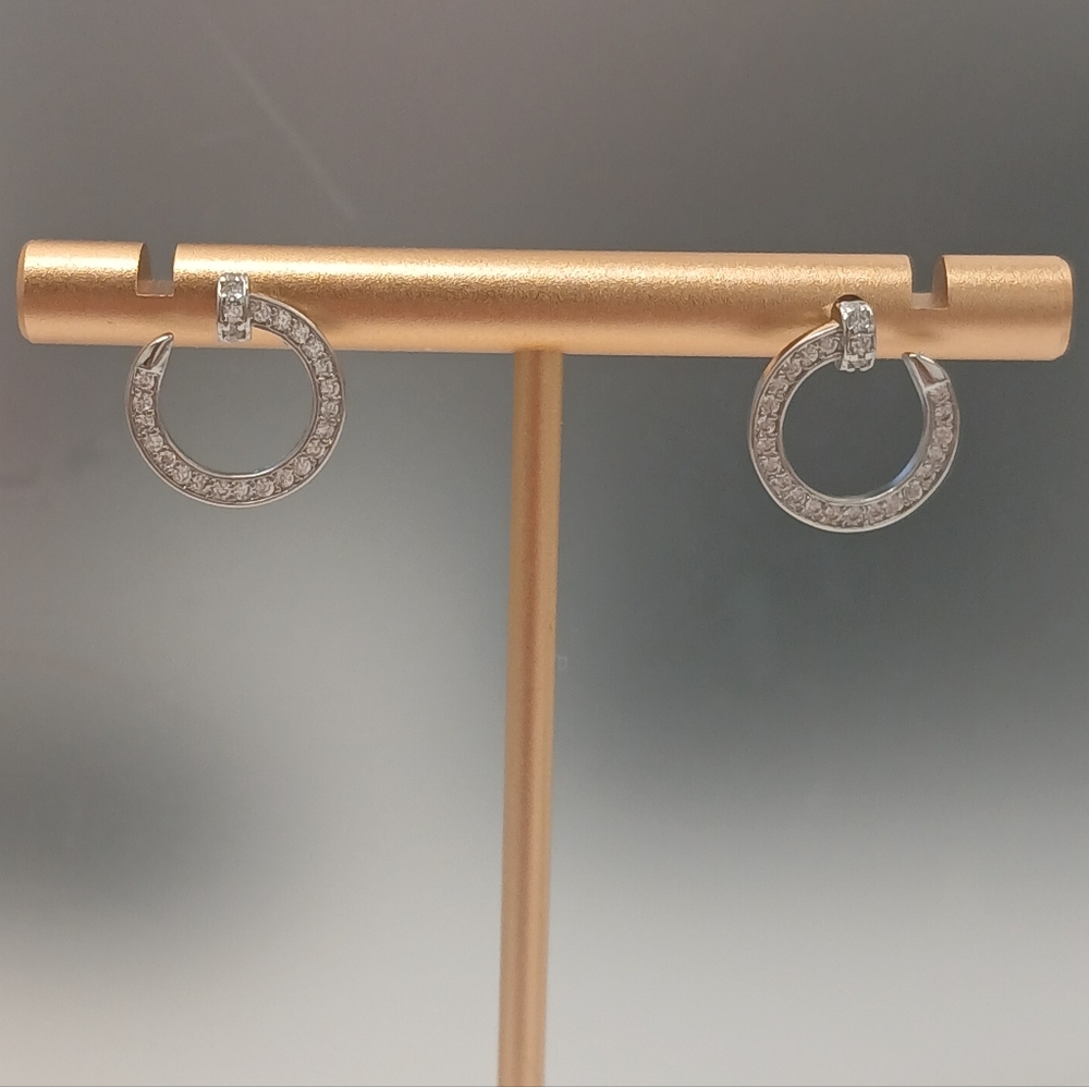 New 18k White Gold Plated Parve Circle Nail Push Back Earrings By Pretty Bird